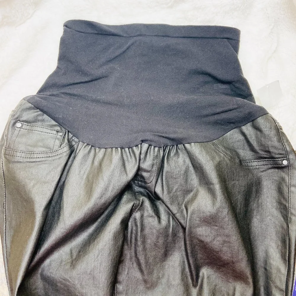 Motherhood Maternity Indigo Blue Coated Skinny Leg Ankle Jeans Black Med… - Picture 7 of 10